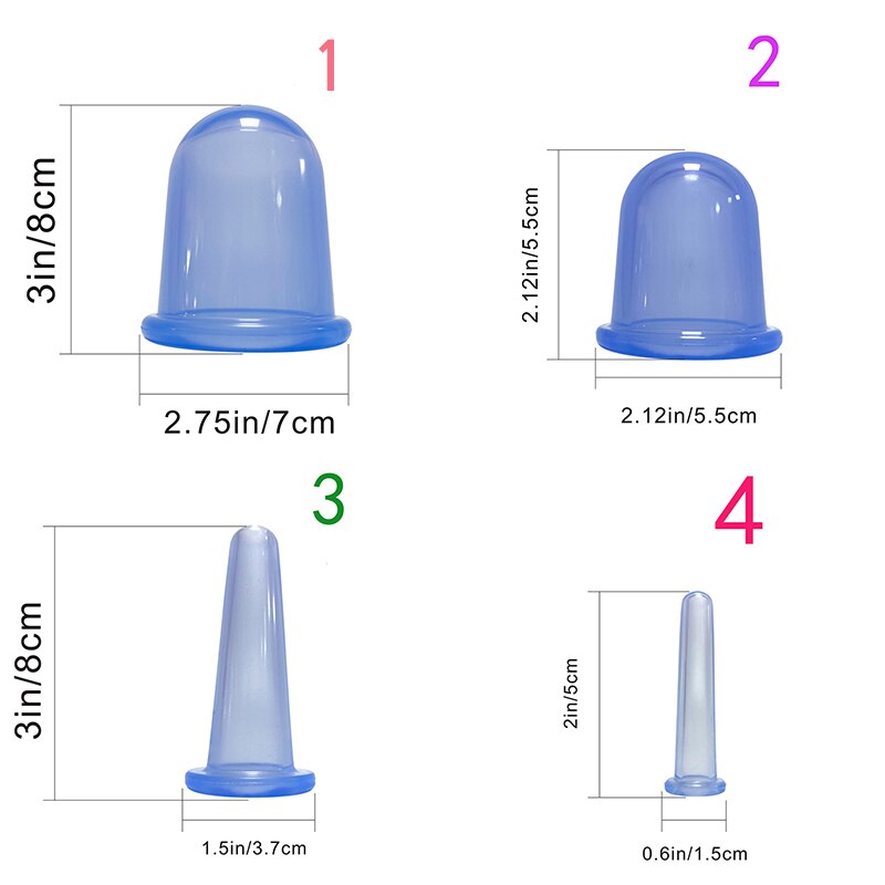 2/4Pcs Jar Silicone Vacuum Cupping Cans for Massage ventouse anti cellulite Suction Cup Face Body Pain Relief Massage masajeador - KiwisLove