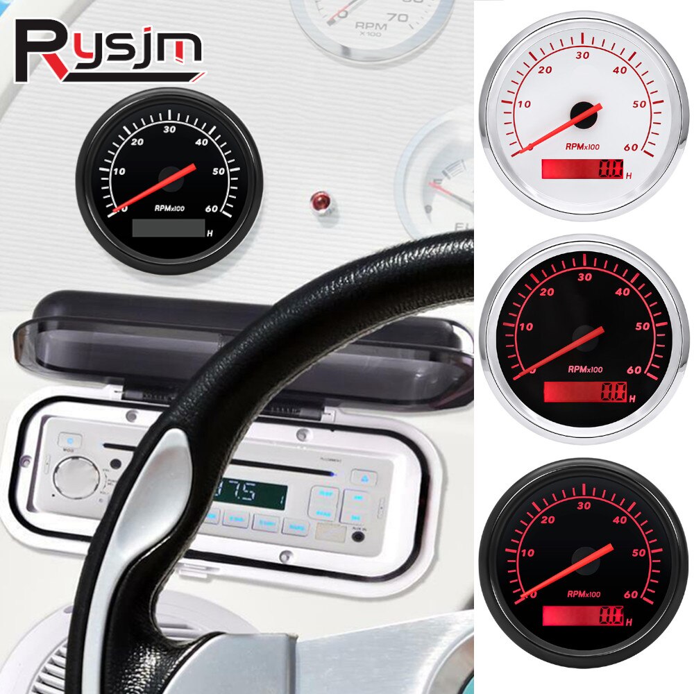 85mm Marne Boat RPM Tachometer Gauge LCD Tacho Hour Meter 0-6000RPM 9 85mm Marne Boat RPM Tachometer Gauge LCD Tacho Hour Meter 0-6000RPM 9