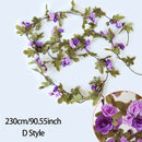 3pc Long Artificial Wedding Arch Flower Garland Silk Wall Hanging Rattan Plastic Vine Home Living Room Window Decor Autumn Plant - KiwisLove