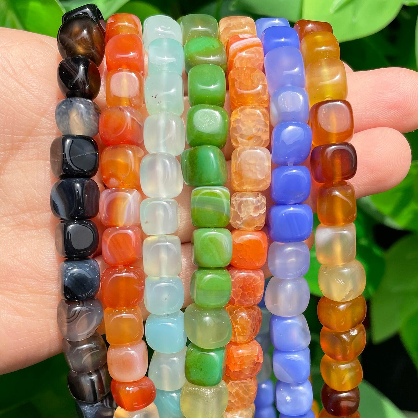 8mm Natural Stone Square Apatite Morganite Agates Tourmaline Aquamarines Loose Spacer Beads for Jewelry Making DIY Bracelet 15'' - KiwisLove