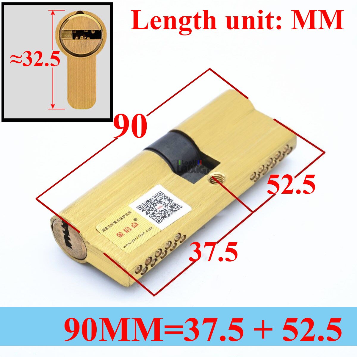 65-120MM Cylinder Hardware Door Skew Lock, Elongated Core Anti-theft Entry Brass Door Lock Cylinder door Lock cylinder 8 keys - KiwisLove