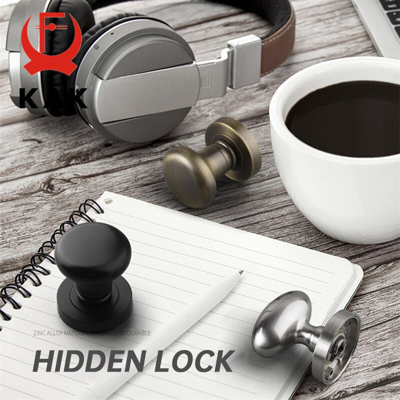 KAK Black Zinc Alloy Hidden Door Lock Invisible Corridor Sliding Door Handle Lock Keyless Mechanical Lock Door Latch Hardware - KiwisLove