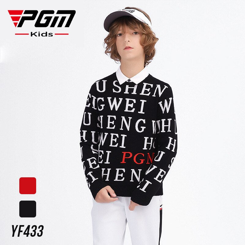 PGM Autumn Winter Golf Clothing Boys Sweater Round Neck Thick Mercerized Wool Warm Long-sleeved T-shirt YF433 - KiwisLove
