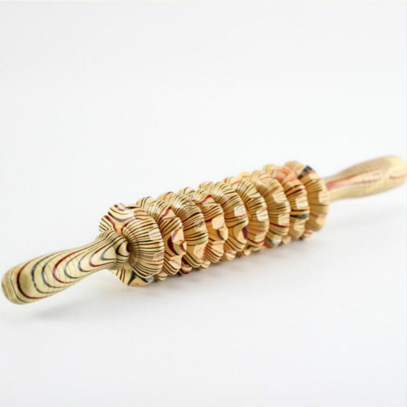 9-Wheel Wooden Abdomen Massager Multifunctional Fitness Roller Stick Muscle Relax Tool Body Anti Cellulite waist Massage - KiwisLove