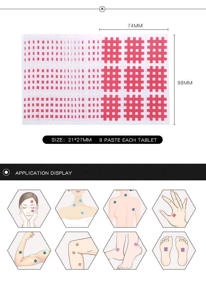 20 Sheets/Pack Kindmax Kinesiology Cross Tape Physical therapy Acupuncture Stickers for Pain Relief - KiwisLove