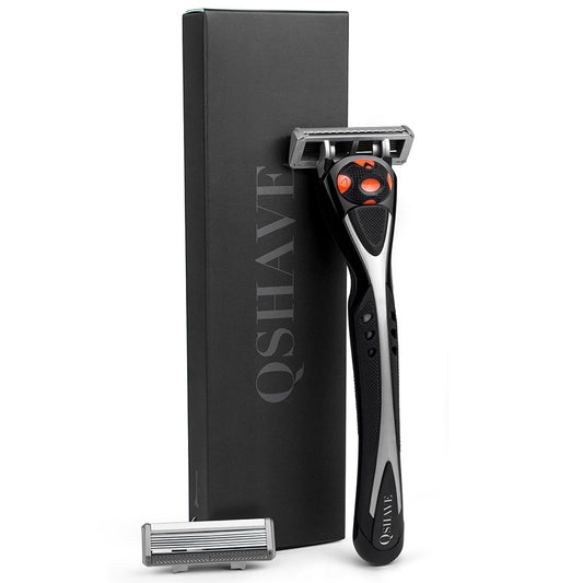 Qshave Black Spider New 6 Blade Razor Shaver for Man  (1pc Handle, 2pc Germany X6 Blade) - KiwisLove