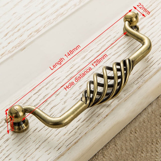 Vintage Antique Bronze Cabinet Handles Hollow Out Birdcage Handles - KiwisLove