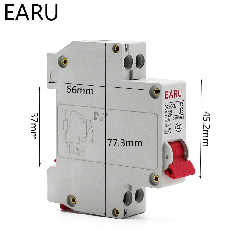 DZ30-32 DPN 1P+N Mini Circuit Breaker MCB Din Rail Mounting - KiwisLove