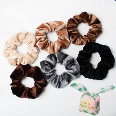 6pcs Velvet Scrunchies  Elastic Hair Bands - KiwisLove