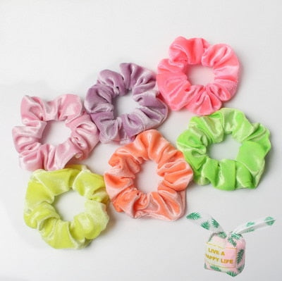 6pcs Velvet Scrunchies  Elastic Hair Bands - KiwisLove
