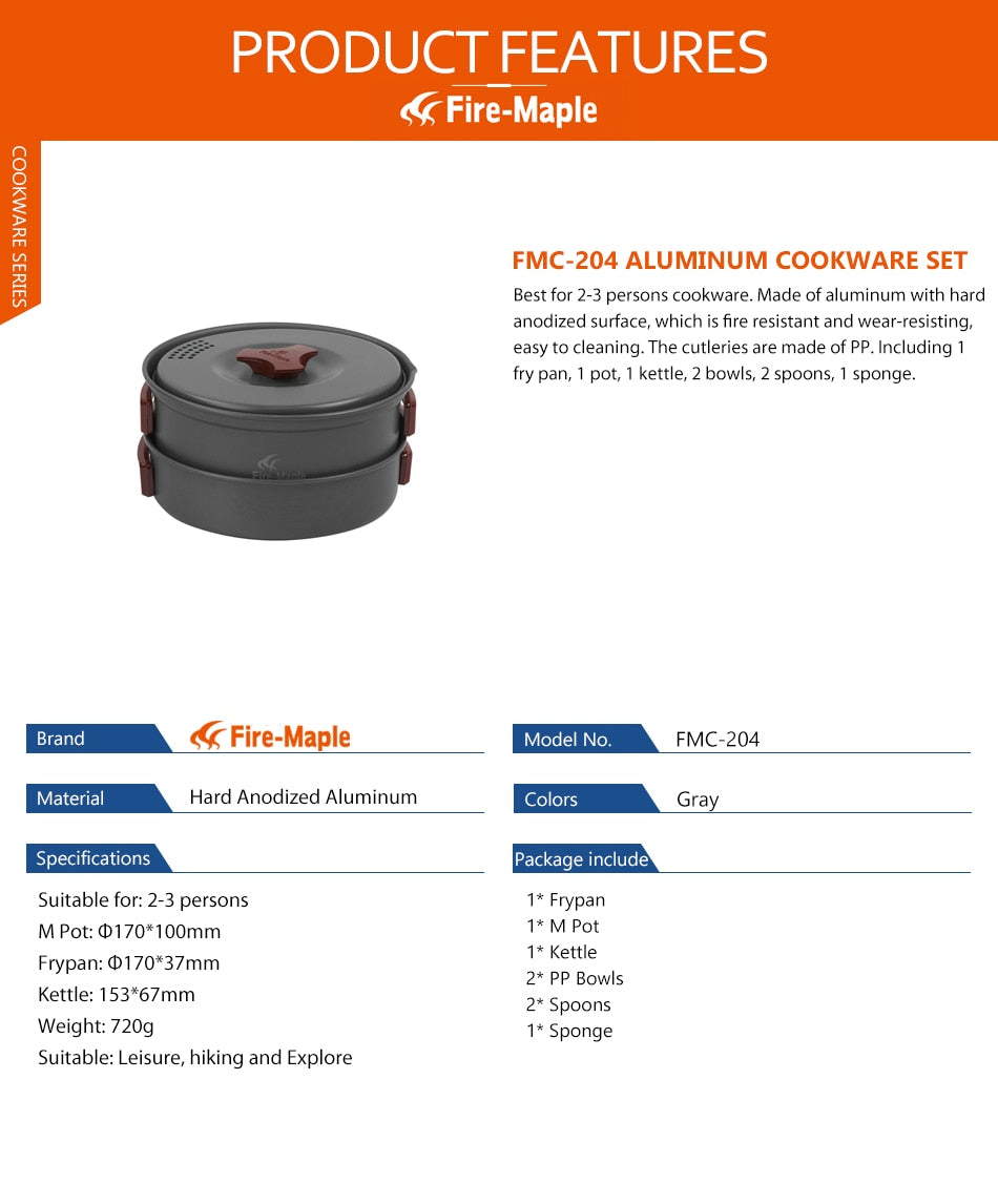 Fire Maple Cutlery Set Cocina Pot Cutlery Kettle Panelas Camp FMC-204 - KiwisLove