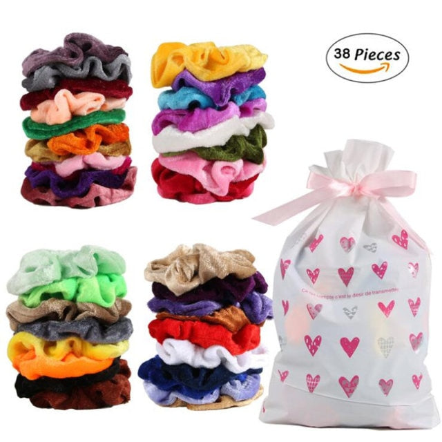 Vintage Hair Scrunchies Stretchy Velvet Scrunchie Pack - KiwisLove