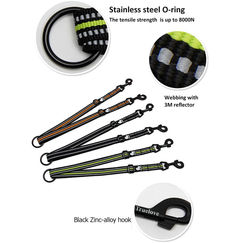 Truelove Reflective Double Dog Leash Two Dogs Coupler No Tangle Training Running - KiwisLove