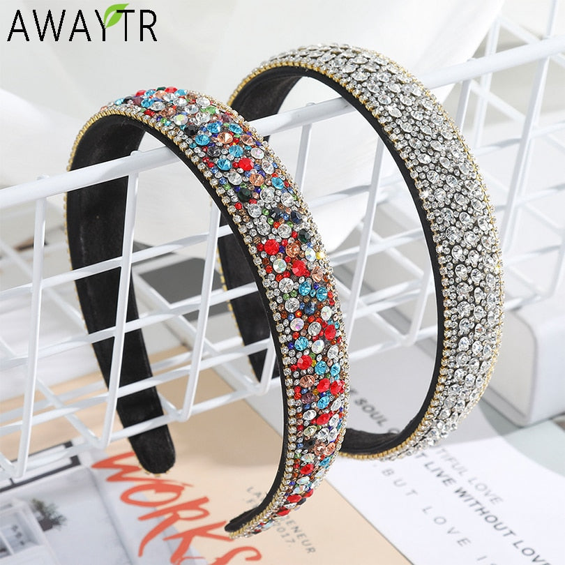 Crystal Headbands Fashion Hair Hoop Bands Bezel Luxurious Rhinestones Sponge - KiwisLove