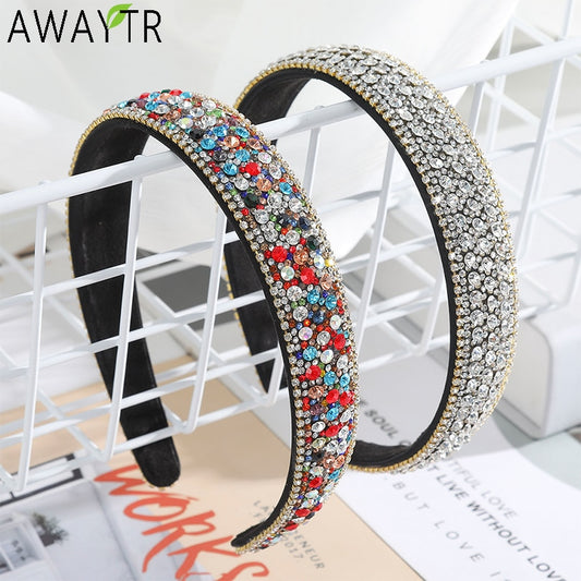 Crystal Headbands Fashion Hair Hoop Bands Bezel Luxurious Rhinestones Sponge - KiwisLove