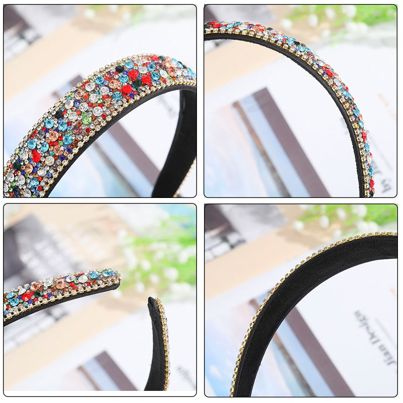 Crystal Headbands Fashion Hair Hoop Bands Bezel Luxurious Rhinestones Sponge - KiwisLove