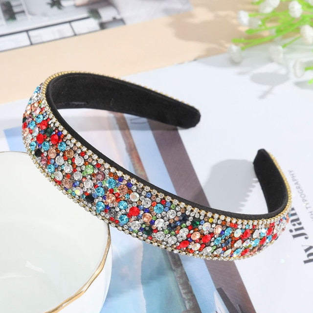 Crystal Headbands Fashion Hair Hoop Bands Bezel Luxurious Rhinestones Sponge - KiwisLove