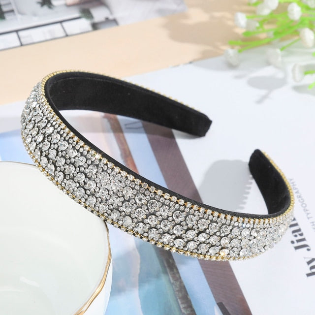 Crystal Headbands Fashion Hair Hoop Bands Bezel Luxurious Rhinestones Sponge - KiwisLove