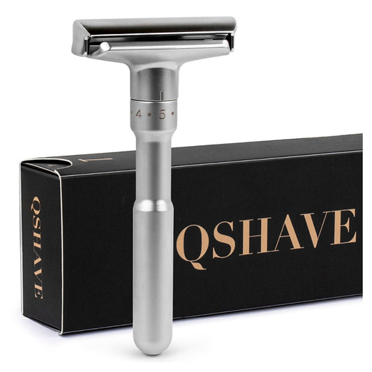 QSHAVE Adjustable Double Edge Safety Razor with 5 Titanium Coated Blades Gift Set - KiwisLove