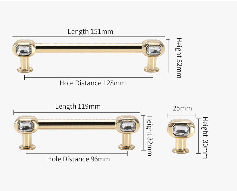 KAK Crystal Glass Knob Cupboard Drawer Pull Kitchen Cabinet Door Handle - KiwisLove