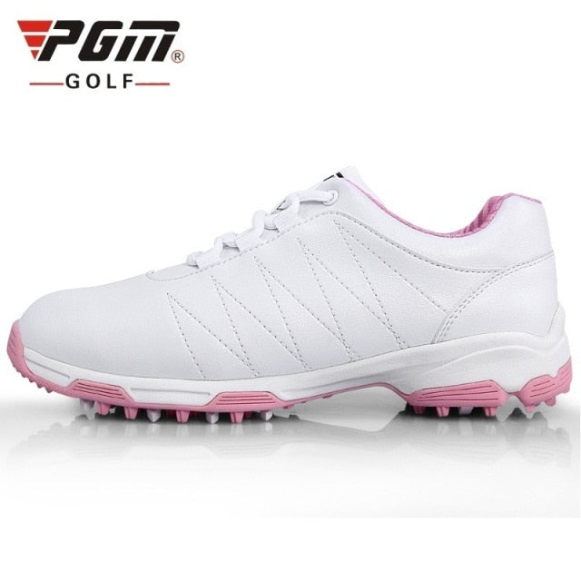 Women'S Golf Shoes Leather Slip Resistant Waterproof Sneakers Spikes Nail Breathable Lightweight - KiwisLove