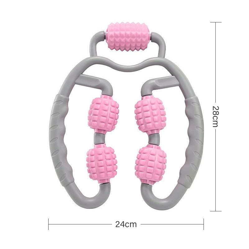 Trigger Point Massage Roller 5 Wheels Relieve Muscle Pain Arm Leg Neck Body Shaping Yoga Pilates - KiwisLove