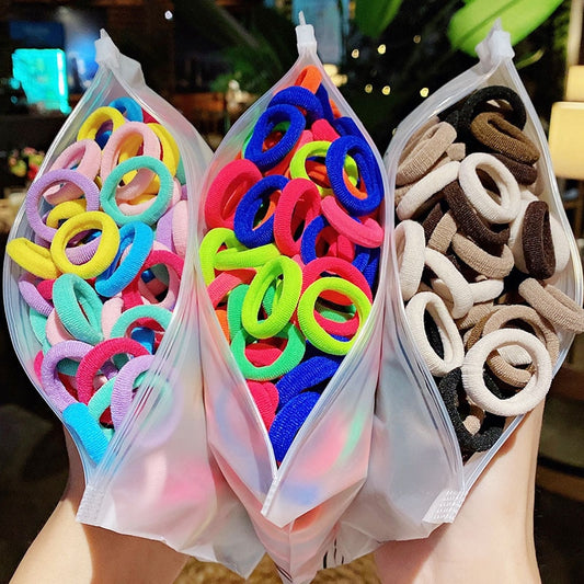50/100pcs Girls Colorful Nylon Small Elastic Hair Bands kids Ponytail Holder Scrunchie - KiwisLove