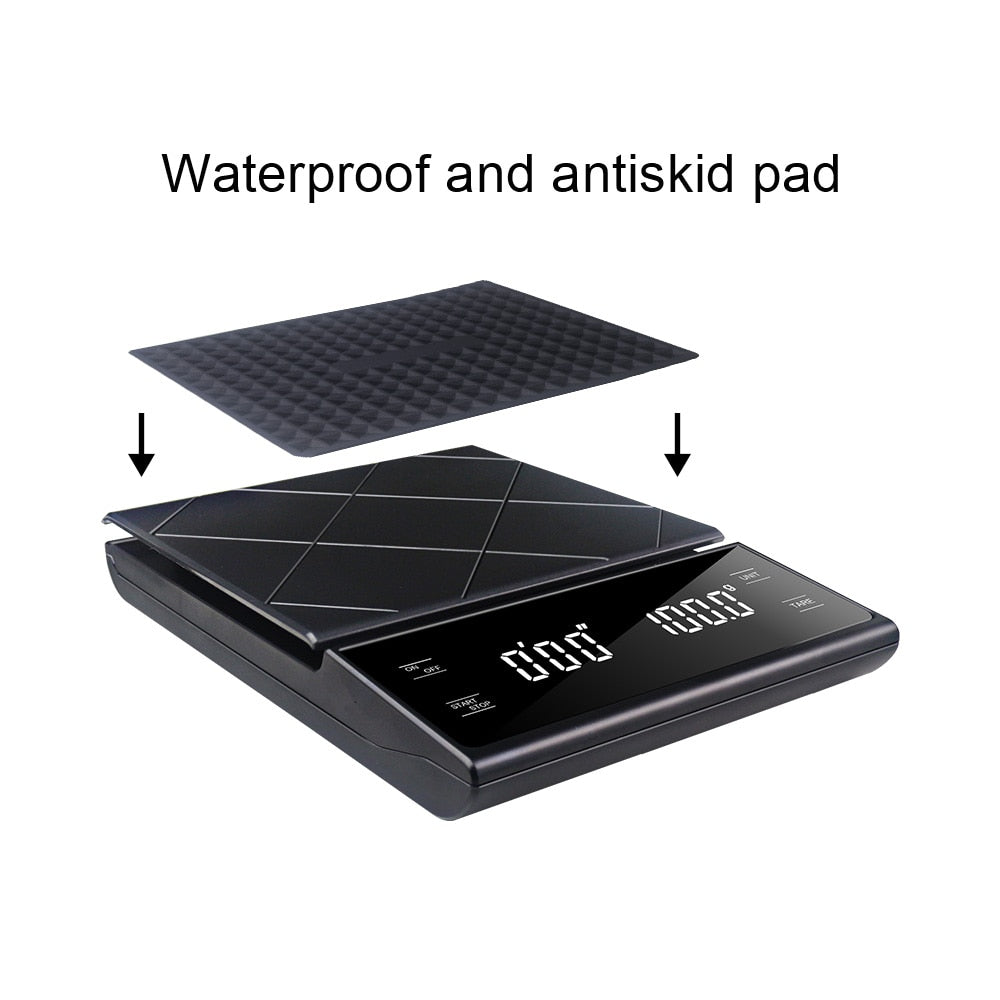 3kg/0.1g Digital Coffee Scale with Timer LCD Electronic Scales Food Balance Measuring Weight Kitchen Coffee Scales g oz ml - KiwisLove