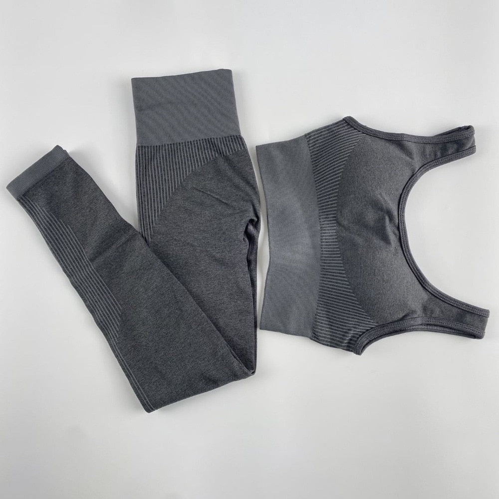 Women Yoga Sets Fitness Seamless Suit Tank Top Leggings Outfits Gym Wear Running - KiwisLove