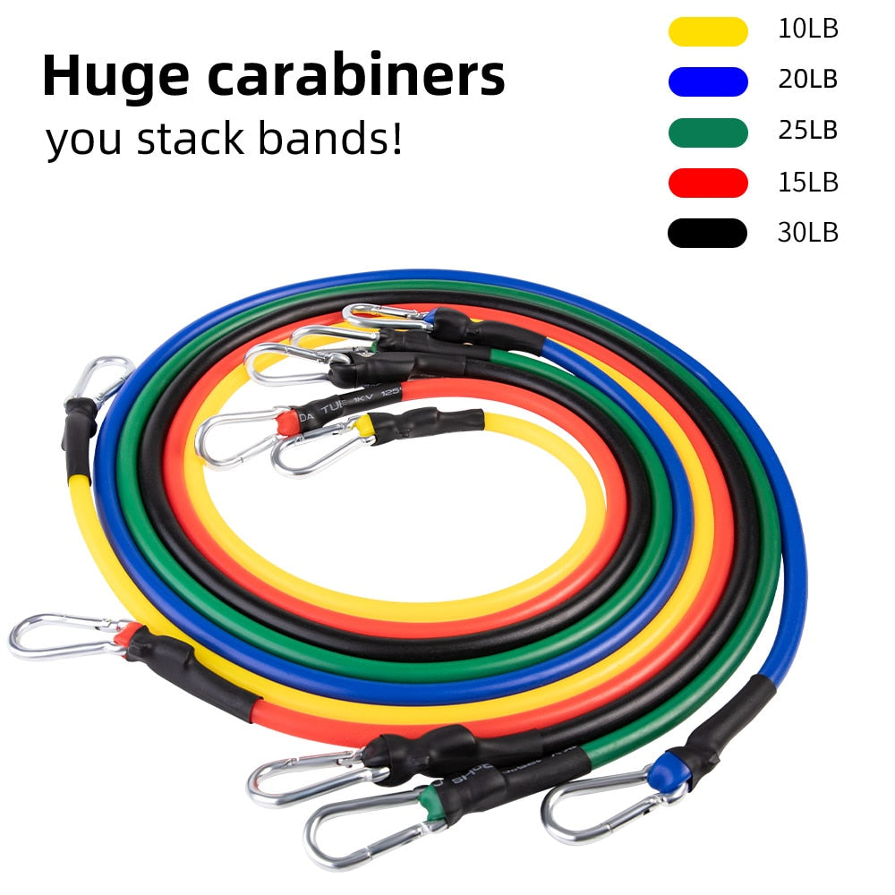 11 Pcs/Set Training Resistance Bands Crossfit Pilates Yoga Tubes Pull Rope - KiwisLove