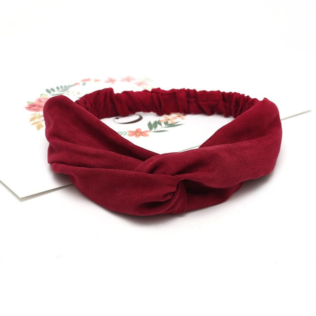Headband Cross Top Knot Elastic Hair Bands - KiwisLove