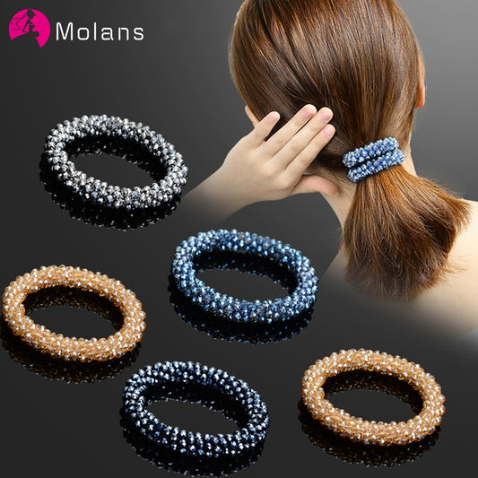 Rubber Band Temperament Beads Elastic Hair Tie Bands Bling Beads - KiwisLove