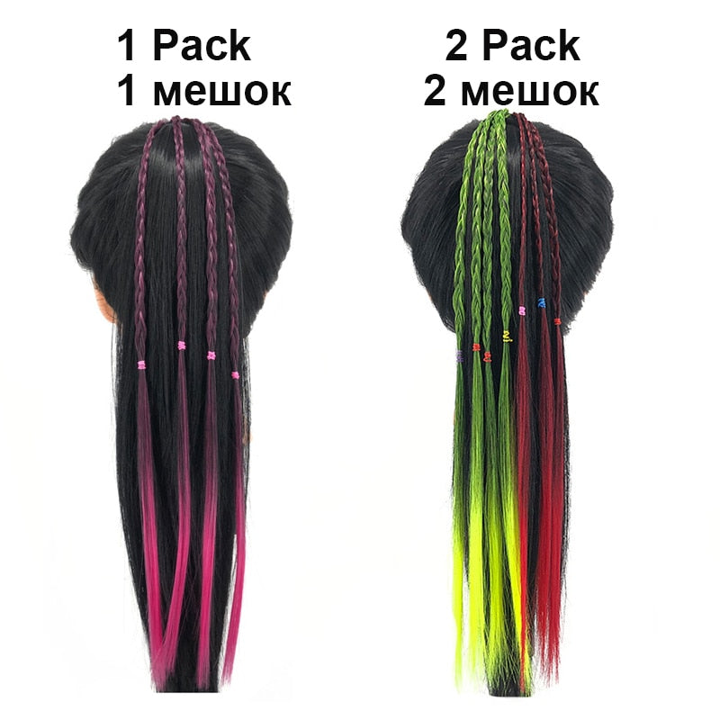 Girls Colorful Wigs Ponytail Hair Ornament Headbands Rubber Bands - KiwisLove