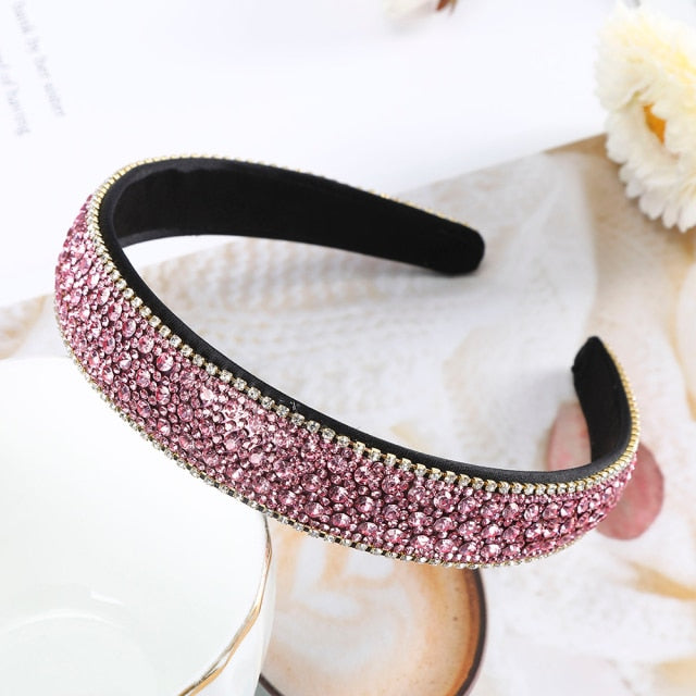 Crystal Headbands Fashion Hair Hoop Bands Bezel Luxurious Rhinestones Sponge - KiwisLove