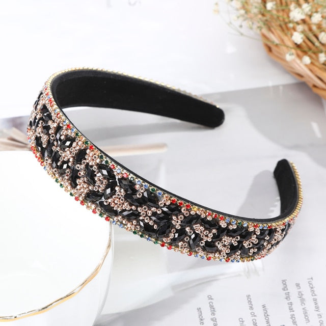 Crystal Headbands Fashion Hair Hoop Bands Bezel Luxurious Rhinestones Sponge - KiwisLove