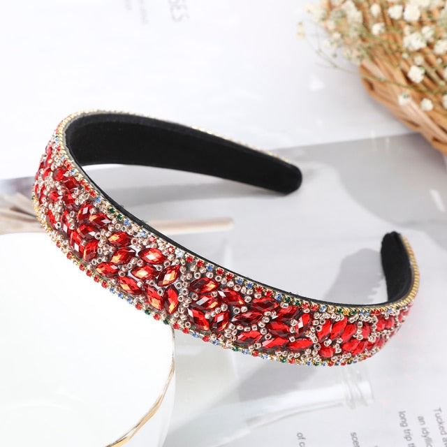 Crystal Headbands Fashion Hair Hoop Bands Bezel Luxurious Rhinestones Sponge - KiwisLove