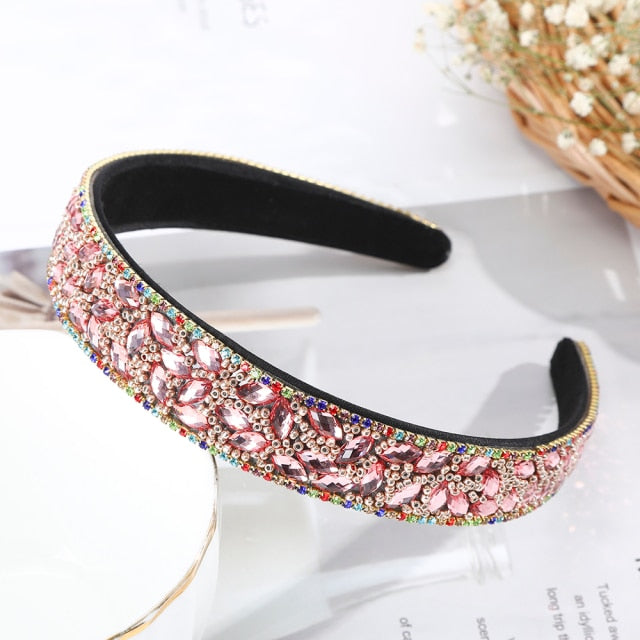 Crystal Headbands Fashion Hair Hoop Bands Bezel Luxurious Rhinestones Sponge - KiwisLove