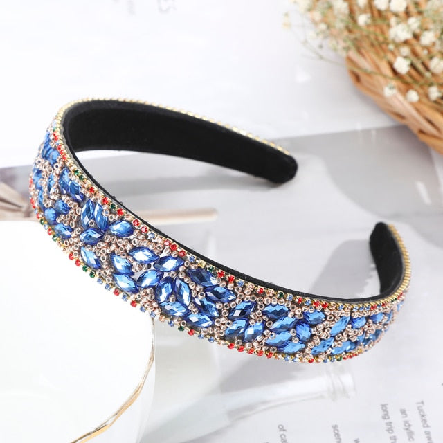 Crystal Headbands Fashion Hair Hoop Bands Bezel Luxurious Rhinestones Sponge - KiwisLove