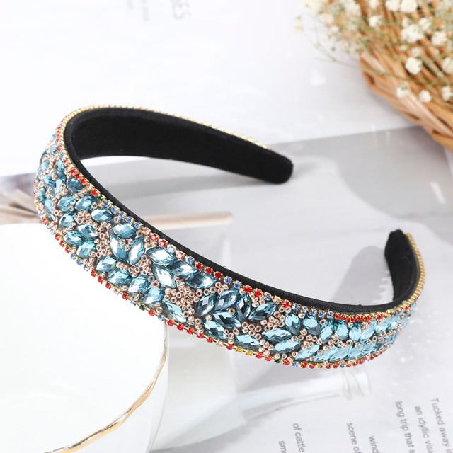Crystal Headbands Fashion Hair Hoop Bands Bezel Luxurious Rhinestones Sponge - KiwisLove