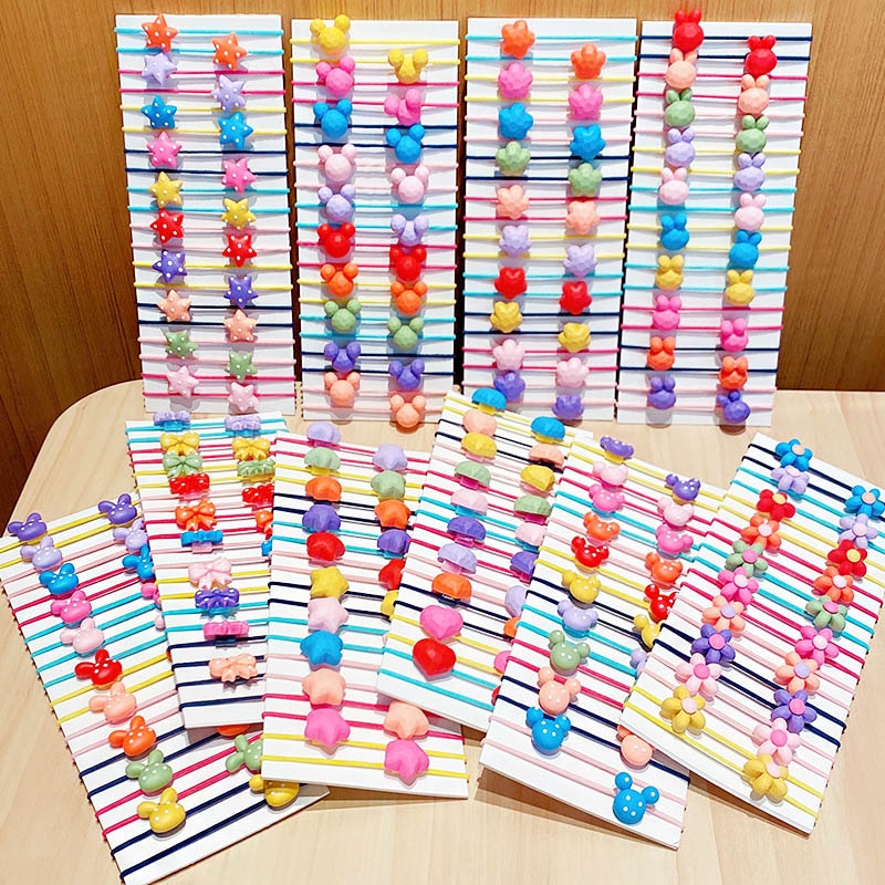 20/40PCS/Set New Girls Cute Colorful Cartoon Scrunchies Ponytail Holder - KiwisLove