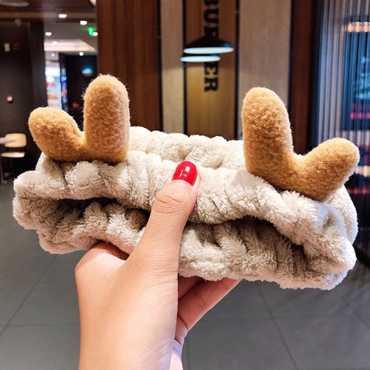 Hair Holder Hairbands Soft Warm Coral Fleece Bow Animal Ears Headband - KiwisLove