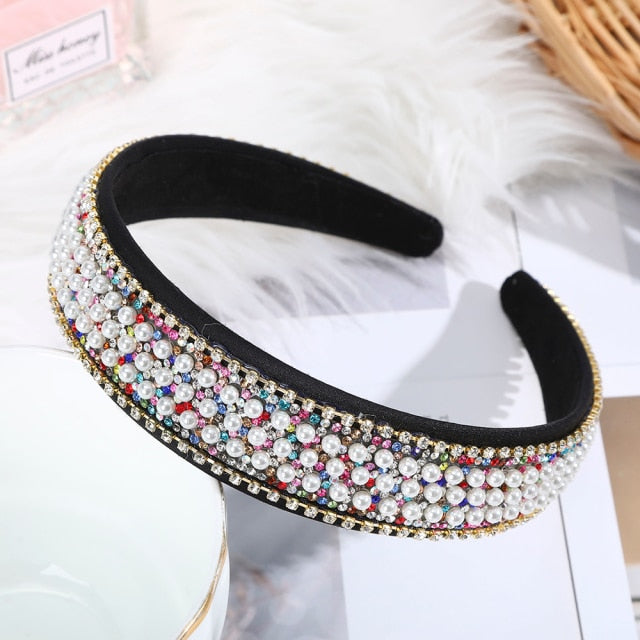Crystal Headbands Fashion Hair Hoop Bands Bezel Luxurious Rhinestones Sponge - KiwisLove