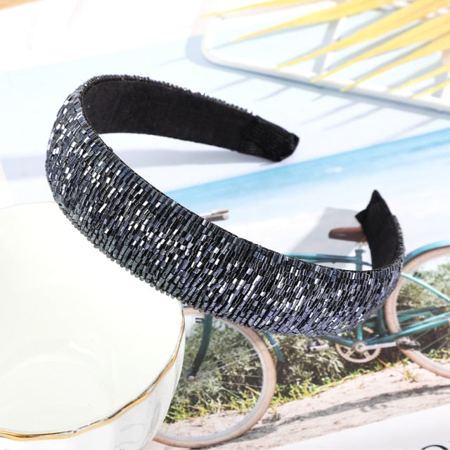 Crystal Headbands Fashion Hair Hoop Bands Bezel Luxurious Rhinestones Sponge - KiwisLove