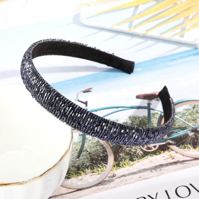 Crystal Headbands Fashion Hair Hoop Bands Bezel Luxurious Rhinestones Sponge - KiwisLove