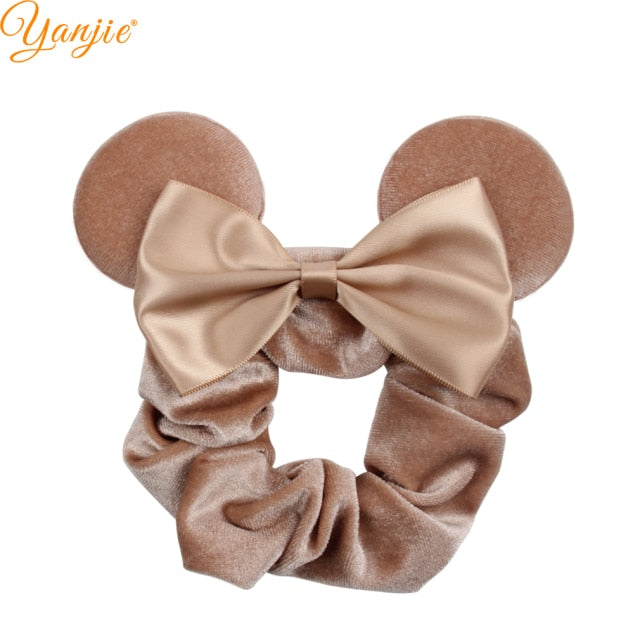 2021 New  Pretty Mouse Ears Sequins Hair Bow Women Velvet Scrunchies - KiwisLove