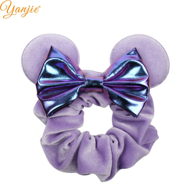 2021 New  Pretty Mouse Ears Sequins Hair Bow Women Velvet Scrunchies - KiwisLove