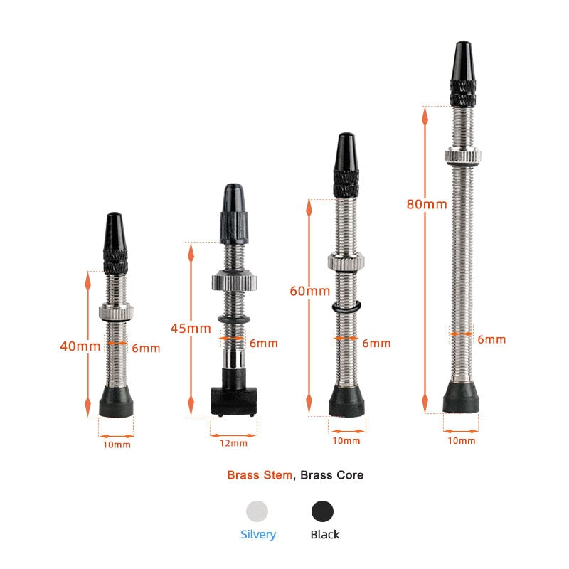 Deemount 2PCS Bicycle Tubeless Tire Presta Valve Brass Core Brass Stem W/ Alloy & Tool - KiwisLove