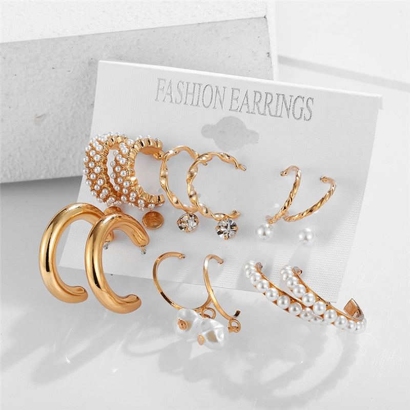 17KM Gold Metal Earrings Set For Women Geometric 2021 Trend Set - KiwisLove