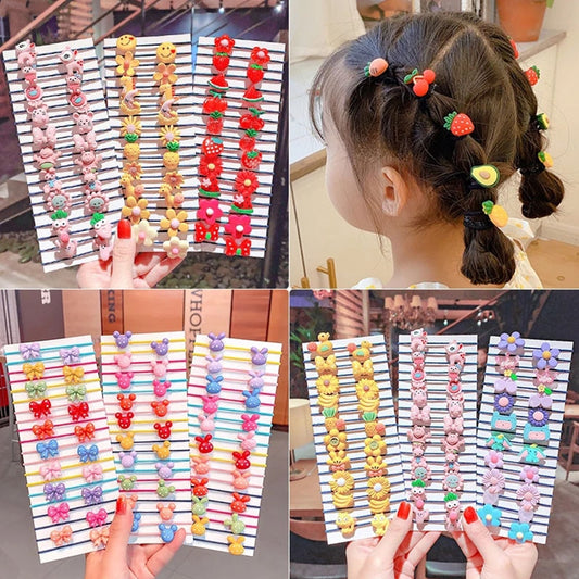 20/40PCS/Set New Girls Cute Colorful Cartoon Scrunchies Ponytail Holder - KiwisLove