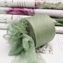 6cm 25Yards Golden Dotted Tulle Glitter Ribbon Organza Mesh Fabric Belt - KiwisLove